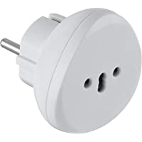 Electraline 70057 Adaptador de Viaje Suisa-Italia-Brasil a tus enchufes de Francia-Europa- blanco